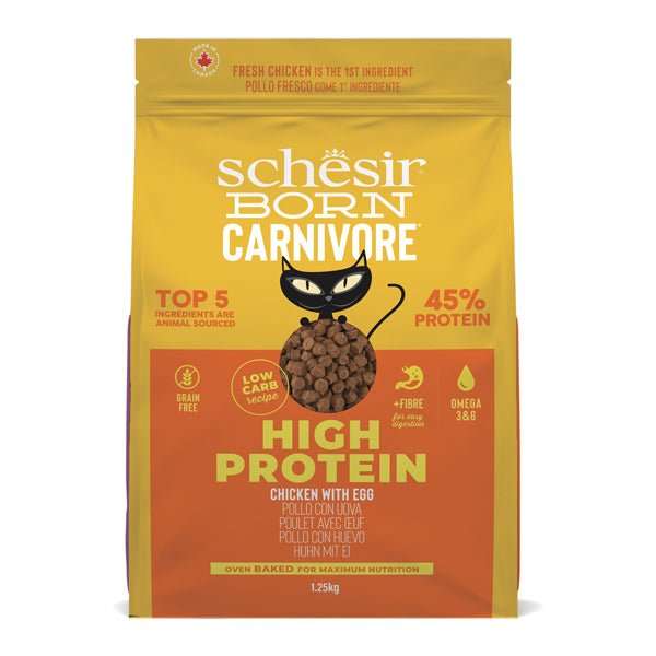 Schesir – Born Carnivore Cat Dry Food , Chicken with Egg For Adult Cats